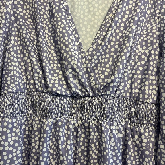 Lavender dress, long sleeve, ruched waist - Picture 3 of 3